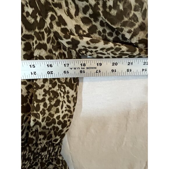 L Love Women's Medium Long Sleeved Leopard Print Sheer Blouse - Picture 8 of 10